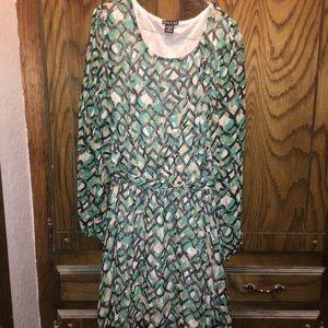 Long Sheer Sleeve Multicolored Dress